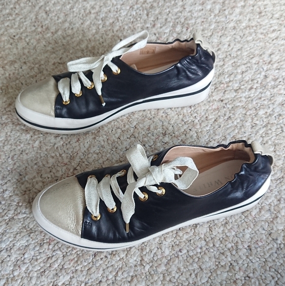 Ron White Nova Metallic Leather Wedge Sneakers size 8.5 - Picture 1 of 14